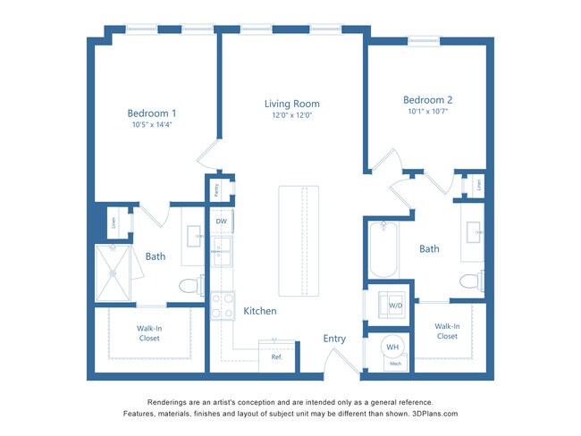 B1a | 2 Bed | 2 Bath 1351 floor plan